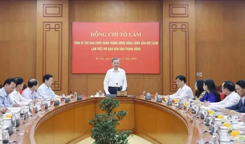 Le secrétaire général du Parti communiste du Vietnam To Lam prend la parole. Photo: VNA