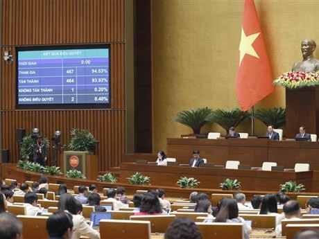 L’Assemblée nationale adopte une résolution sur le pilotage d’un certain nombre de mécanismes et politiques spécifiques en matière d'investissement dans la construction d'ouvrages de transport routier. Photo : VNA.