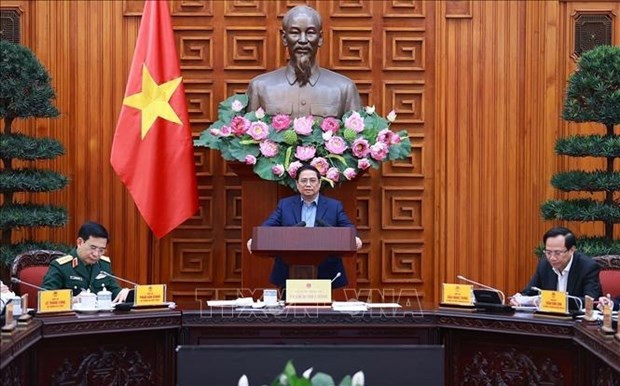 Le Premier ministre Pham Minh Chinh lors de la réunion. Photo : VNA.