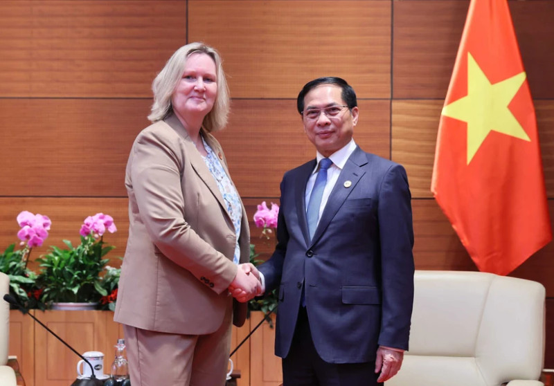 Le vice-PM Bui Thanh Son reçoit la secrétaire d'État danoise des Affaires étrangères. Photo : VNA. 