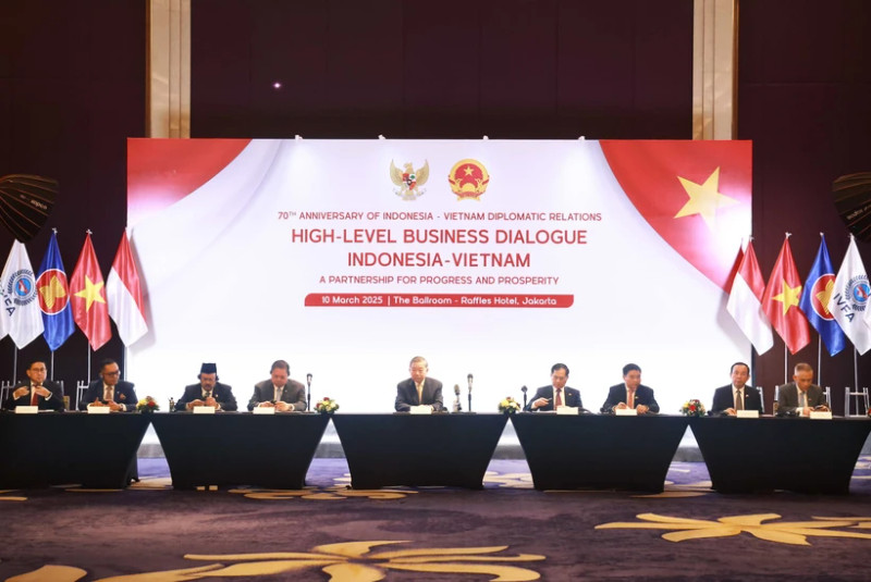 Le secrétaire général du Parti communiste du Vietnam (PCV), Tô Lâm, au forum d’affaires Vietnam – Indonésie, le 10 mars 2025. Photo : VNA.