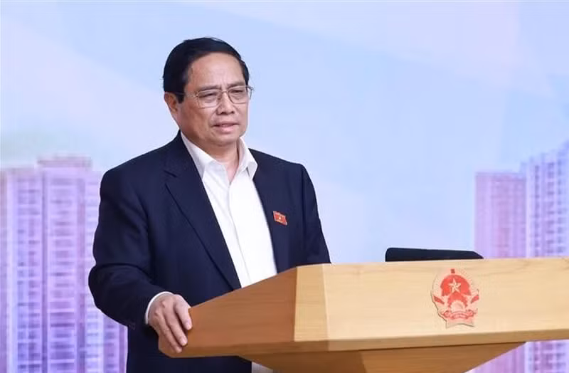 Le Premier ministre Pham Minh Chinh lors de la réunion. Photo : VNA.