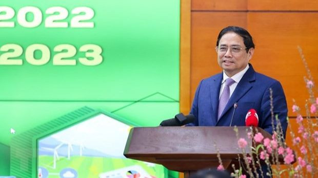 Le Premier ministre Pham Minh Chinh lors de la conférence du secteur de l’agriculture et du développement rural. Photo : VNA.