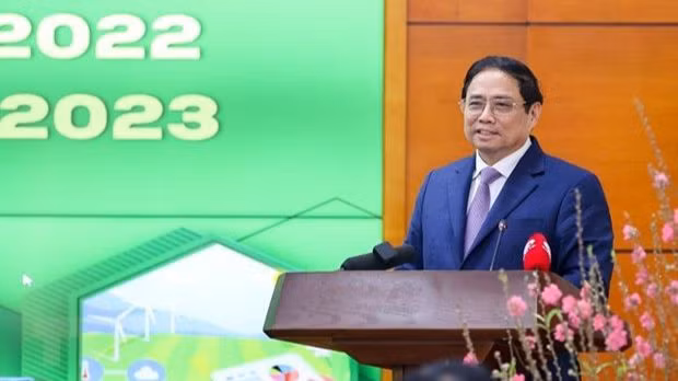 Le Premier ministre Pham Minh Chinh lors de la conférence du secteur de l’agriculture et du développement rural. Photo : VNA.