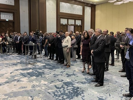 Les délégués à la cérémonie pour célébrer le 60e anniversaire de l'établissement des relations diplomatiques Vietnam - Égypte au Caire. Photo : VNA.
