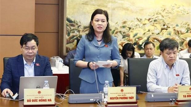 Débat en groupe à la délégation des députés de la ville de Hanoi. Photo : VNA