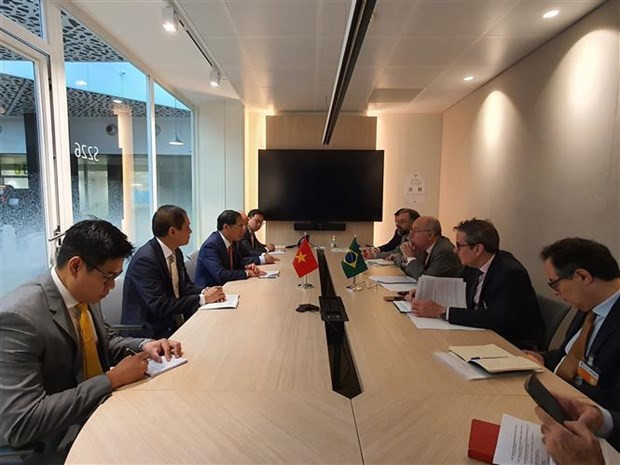 Lors de la rencontre entre le ministre Bui Thanh Son avec son homologue brésilien Mauro Vieira. Photo : VNA