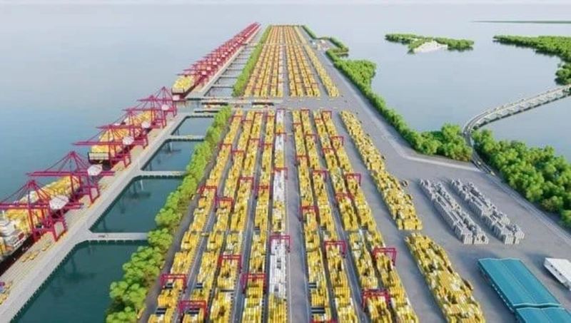 Image d’artiste du port de transbordement international de Cân Gio. Photo: SGGP