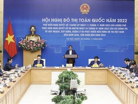 Le Premier ministre Pham Minh Chinh préside la Conférence urbaine nationale 2022. Photo : VNA.