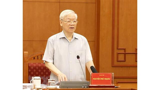 Le Secrétaire général du Parti communiste du Vietnam, Nguyên Phu Trong lors de la réunion, à Hanoi, le 18 novembre. Photo : VNA.