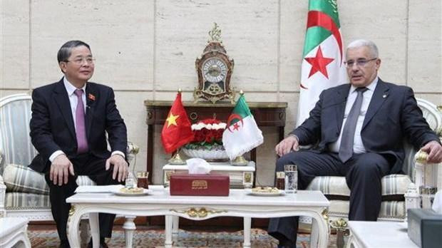 Le vice-président de l'Assemblée nationale vietnamienne, Nguyên Duc Hai (gauche), et le président de l'Assemblée populaire nationale algérienne (APN), Ibrahim Boughali. Photo: VNA