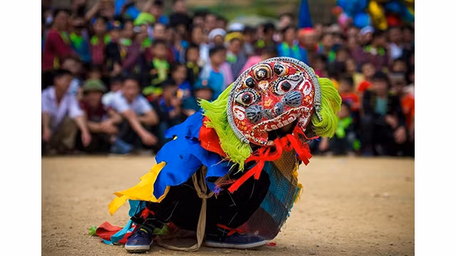 L'art du danse du lion-chat des Nùng à Lang Son. Photo : VOV.