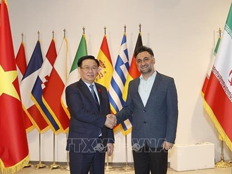 Le Président de l’Assemblée nationale (AN), Vuong Dinh Huê (à gauche), et le Premier vice-président iranien, Mohammad Mokhber. Photo : VNA.