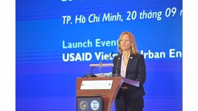 Aler Grubbs, directrice nationale de l'USAID au Vietnam s'exprime lors de l'événement. Photo: Consulat général des États-Unis à Hô Chi Minh Ville. 