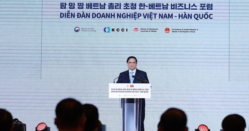 Le Premier ministre Pham Minh Chinh au Forum des affaires Vietnam-République de Corée. Photo : VNA.