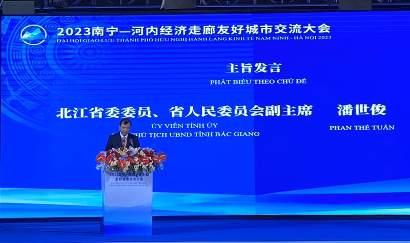 Phan The Tuan, vice-président du Comité populaire de Bac Giang, prend la parole. Photo: Bao Bac Giang