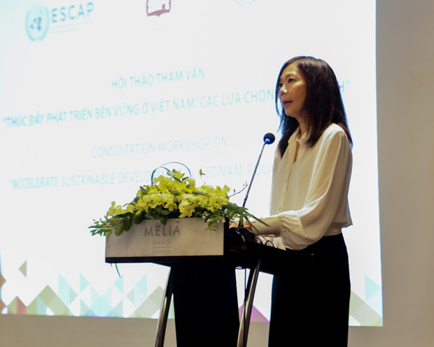 La coordonnatrice résidente des Nations Unies au Vietnam, Pauline Tamesis, lors de la conférence de consultation, à Hanoi, le 14 décembre. Photo : VNA. 