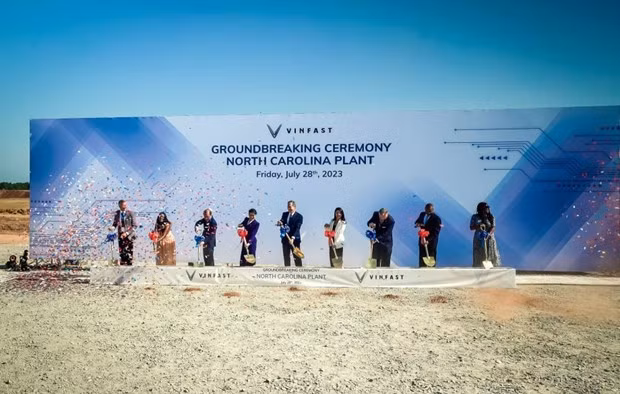 Cérémonie de mise en chantier de l'usine de VinFast en Caroline du Nord. Photo : VinFast.