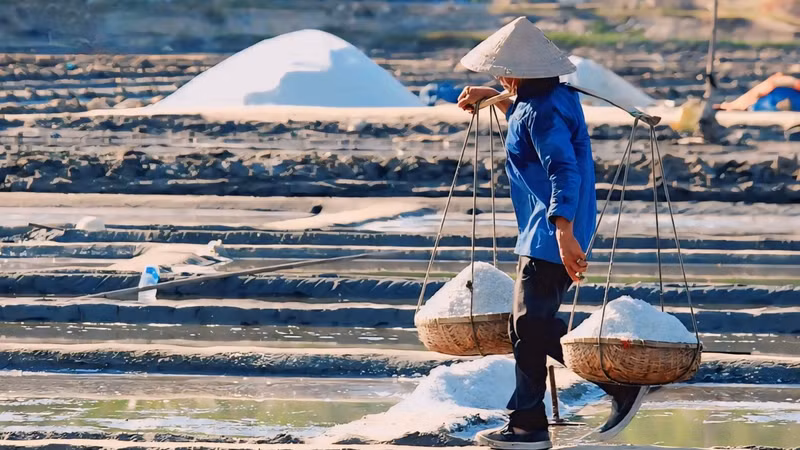 Sa Huynh possède le village de Tân Diêm célèbre pour son métier traditionnel de fabrication du sel. Photo : VOV.