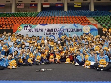 Le Vietnam remporte la première place aux Championnats de karaté d'Asie du Sud-Est 2024 tenus à Bangkok. Photo: VietnamPlus