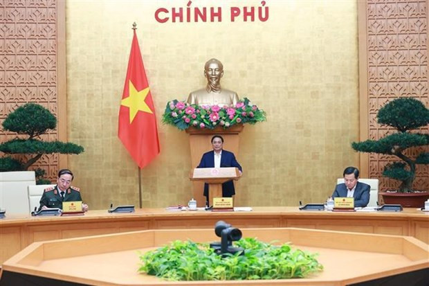 Le Premier ministre Pham Minh Chinh lors de la réunion. Photo : VNA.