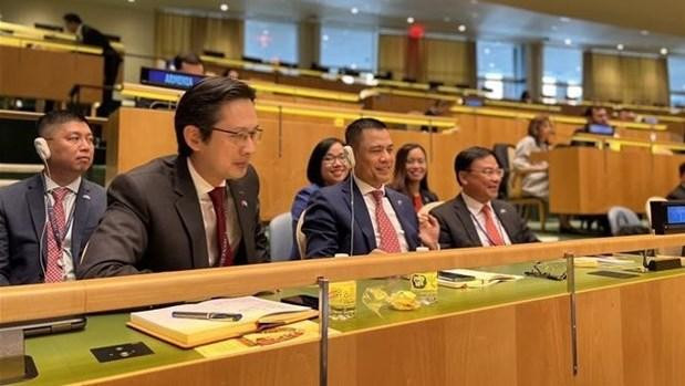 La délégation du Vietnam participant au vote au Conseil des droits de l'homme. Photo: VNA