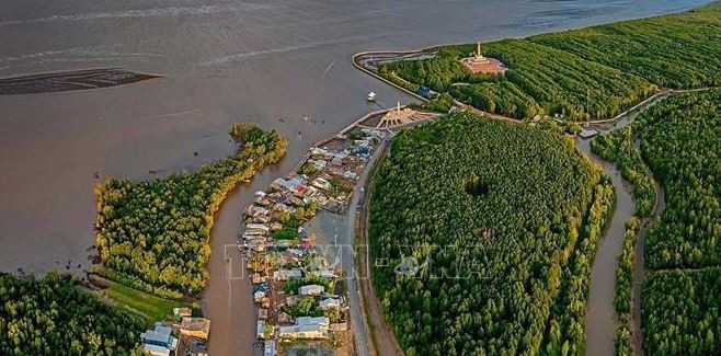 La région du Cap Ca Mau vue d'en haut. Photo: VNA