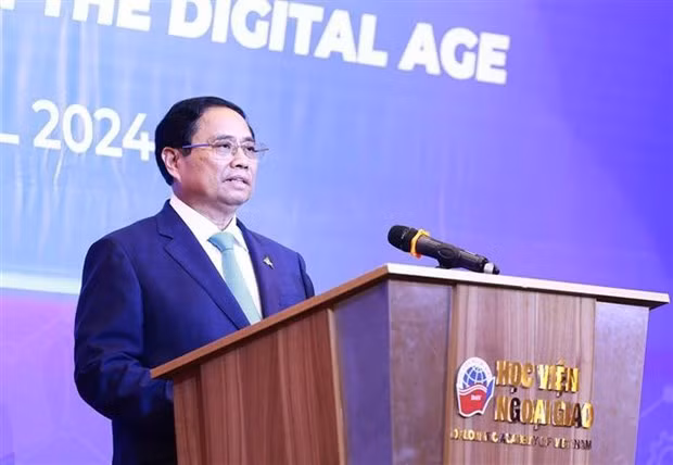 Le Premier ministre Pham Minh Chinh lors de la table ronde dans le cadre du Forum sur l’avenir de l’ASEAN 2024. Photo: VNA