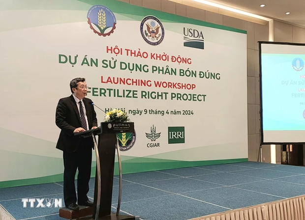 Le vice-ministre vietnamien de l'Agriculture et du Développement rural Hoàng Trung à la cérémonie de lancement. Photo : VNA.