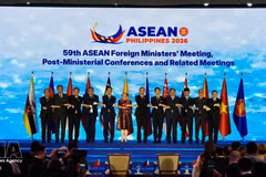 Les chefs de la diplomatie des États membres à l'ouverture de la 59e Réunion des ministres des Affaires étrangères de l'ASEAN (AMM-59). Photo: VNA 