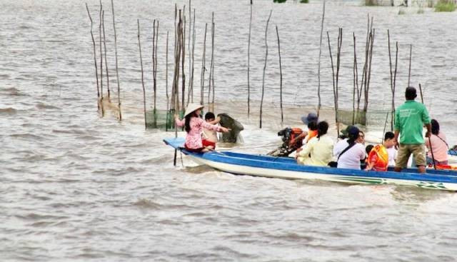Les touristes manifestent un grand enthousiasme pour ce type de séjour. Photo : VOV. 7-du-khach-hao-hung-voi-tour-du-lich-mua-nuoc-noi.jpg