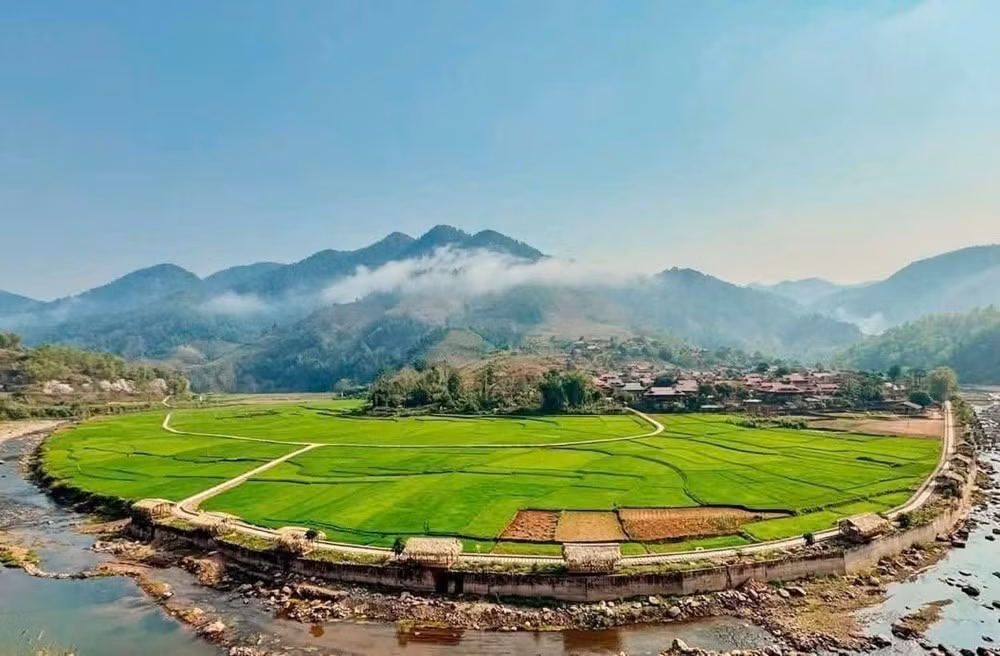 Les rizières du village de Na Su, commune de Muong Cha, un attrait majeur pour les visiteurs de ce site de tourisme communautaire. Photo : baovanhoa.vn