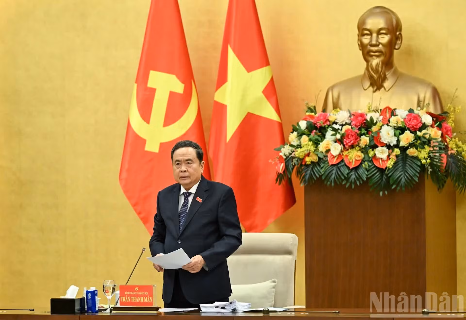 Le président de l’AN Tran Thanh Man prononce le discours de clôture.