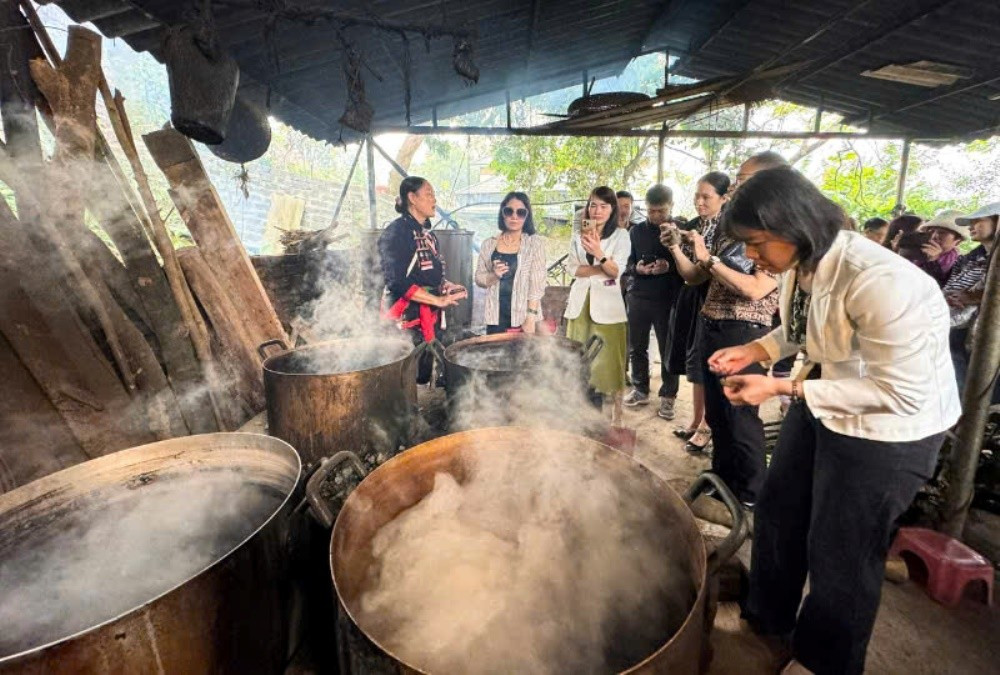 Le tourisme communautaire à Ba Vi permet aux visiteurs de découvrir la vie locale, la culture traditionnelle et la nature préservée de la région. Photo : VGP. ba-vi-vgp.jpg