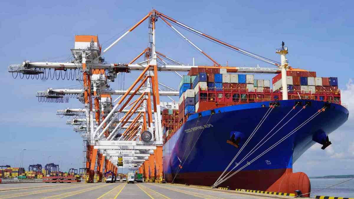 Des navires effectuent des opérations de chargement et de déchargement au port de Cai Mep - Thi Vai, à Ho Chi Minh-Ville. Photo : laodong. logistique-laodong.jpg