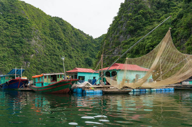 Le village a également une beauté unique grâce aux bateaux de pêche colorés. Photo : toquoc.vn Le village a également une beauté unique grâce aux bateaux de pêche colorés. Photo : toquoc.vn