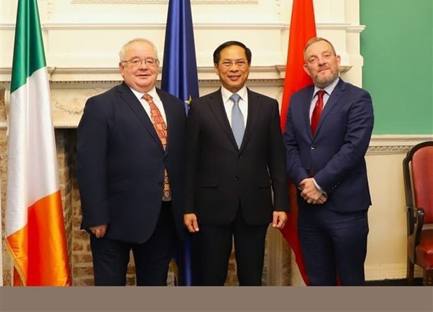 Le ministre Bùi Thanh Son a rencontré Cathaoirleach de Seanad Éireann (Président de la Chambre haute) Jerry Buttimer, et Ceann Comhairle du Dáil Éireann (Président de la Chambre basse) Seán Ó Fearghaíl. Photo : VNA.