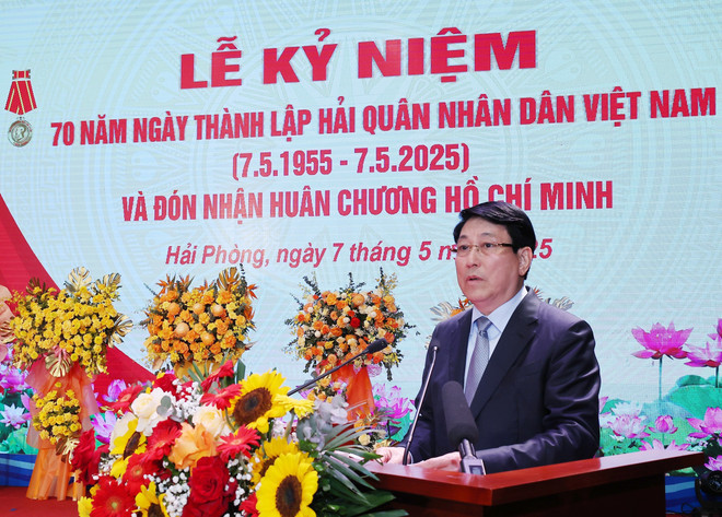 Le président Luong Cuong s’exprime lors de la cérémonie, à Hai Phong, le 7 mai. Photo : VNA Le président Luong Cuong s’exprime lors de la cérémonie, à Hai Phong, le 7 mai. Photo : VNA