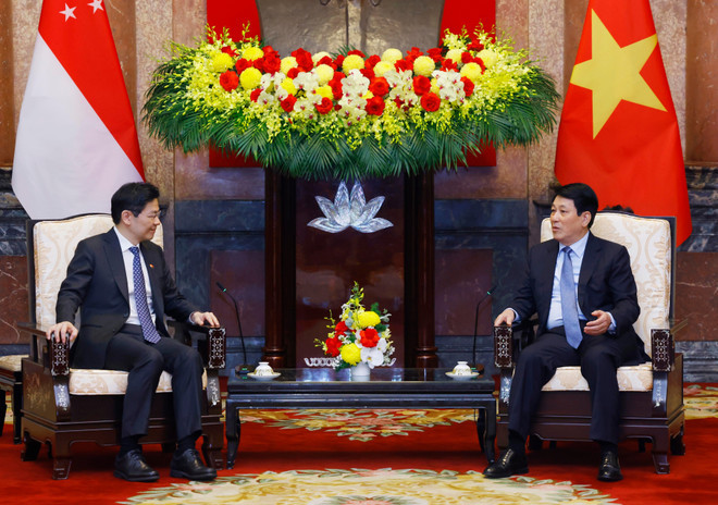 Lors de leur rencontre. Photo : VNA Lors de leur rencontre. Photo : VNA