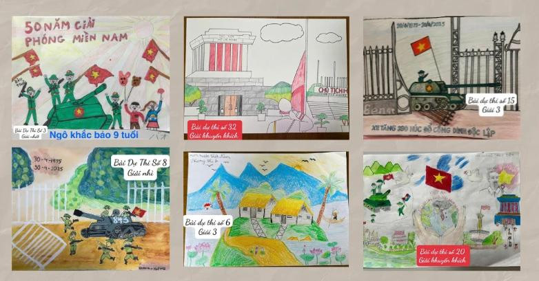 Des œuvres du concours « la Patrie vietnamienne » organisé à Osaka au Japon. Photo : NDEL.