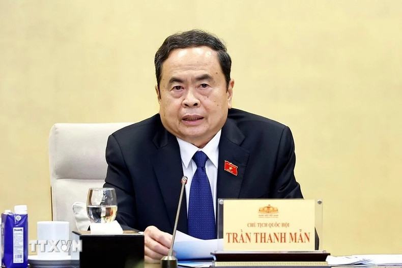 Le président de l’Assemblée nationale, Tran Thanh Man. lors de la réunion, à Hanoi, le 5 mai. Photo : VNA.