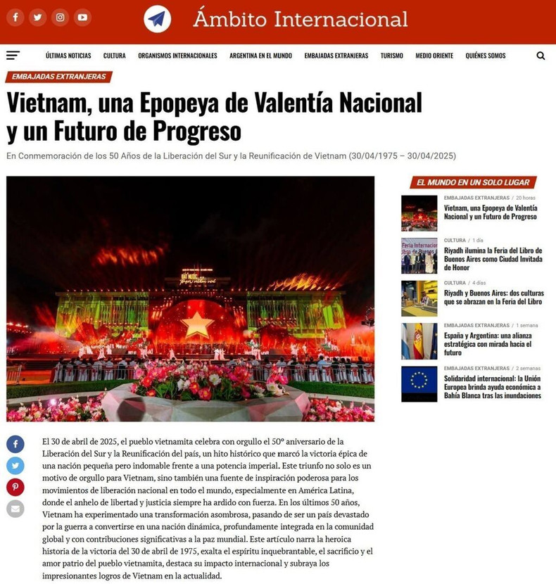 Le site d'information Ámbito Internacional. Photo : VNA.