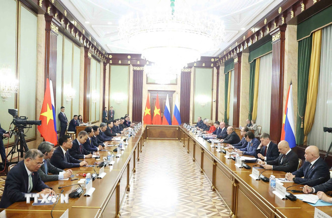 Lors de l'entrevue. Photo : VNA.