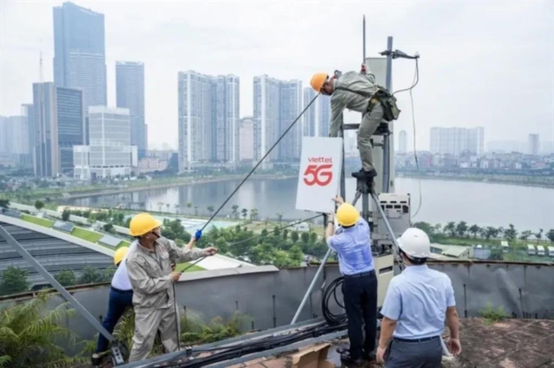 Une station de transmission 5G du groupe Viettel à Hanoï. Photo : CVN.