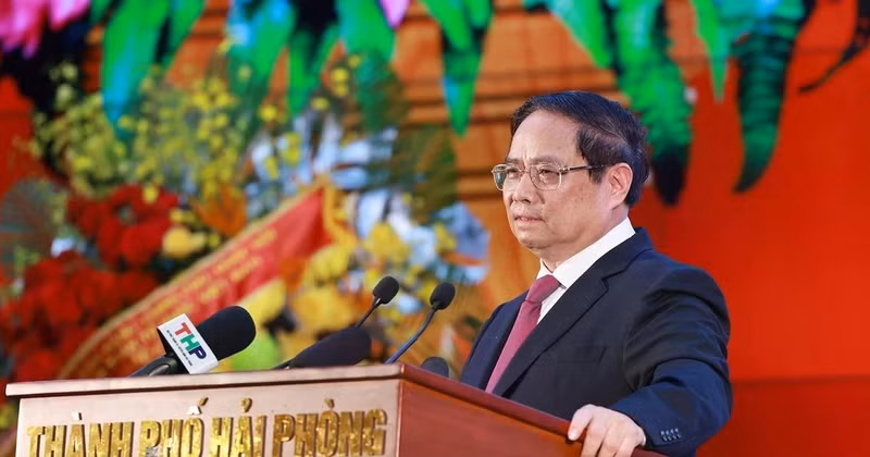 Le Premier ministre vietnamien Pham Minh Chinh s'exprime lors de la cérémonie. Photo : VNA.