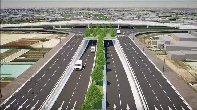 Vue en perspective de l'élargissement de la route nationale 13, section du passage souterrain à l'intersection de Binh Loi. Photo : Département de la construction d'Hô Chi Minh-Ville.