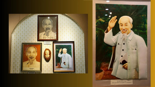 Les portraits du Président Hô Chi Minh de l'artiste Ho Van Tai ont fait forte impression aux visiteurs. Photo : My Hanh/NDEL.