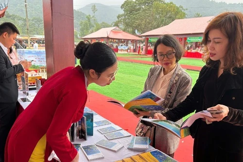Les touristes découvrent Con Son - Kiet Bac à l'espace « Festival du livre du patrimoine ». Photo : NDEL.