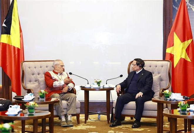 Le PM Pham Minh Chinh (droite) et le président du Timor-Leste Jose Ramos-Horta. Photo: VNA