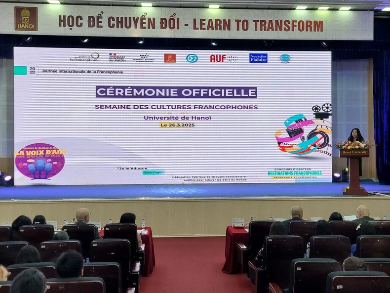 Cérémonie de lancement de la Semaine des cultures francophones, le 26 mars à l’Université de Hanoï. Photo : Quê Anh/CVN